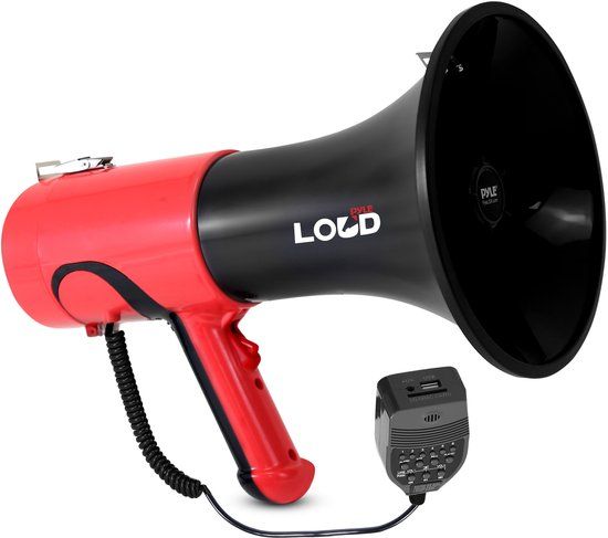 Pyle Draagbare Megafoon met Bluetooth – 100W Bullhorn Luidspreker met Sirene, Stemvervormer, Instelbaar Volume en Bereik tot 1350 m