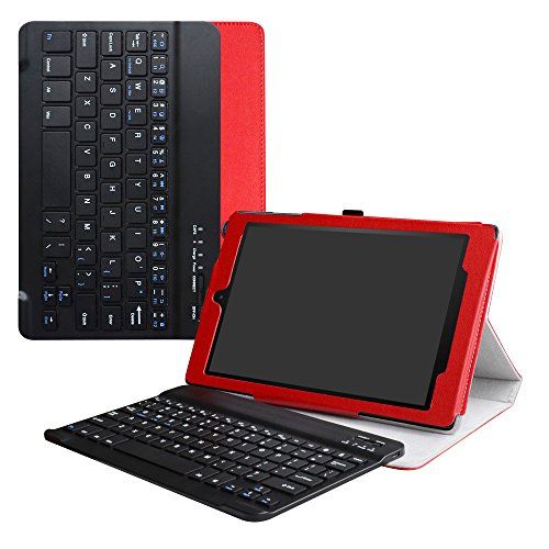 LiuShan Toetsenbord Hoes voor Nieuwe Fire HD 10 Android tablet, Rood
