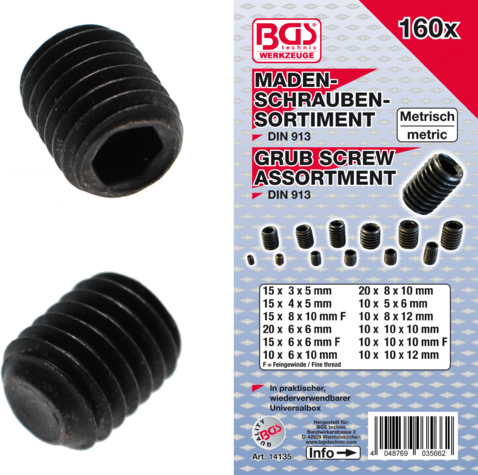 BGS 14135 - Schroeven & bouten - zwart - staal - 160 stuks