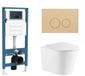 QeramiQ Dely Toiletset - inbouwreservoir Qeramiq Flush - slim zitting - kunststof beige bedieningsplaat - ronde knoppen - mat wit