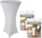 Sunnydays nette afdekhoes voor een statafel - 2x - wit - spandex elastiek - Dia 80 cm x H 110 cm - tafelhoes