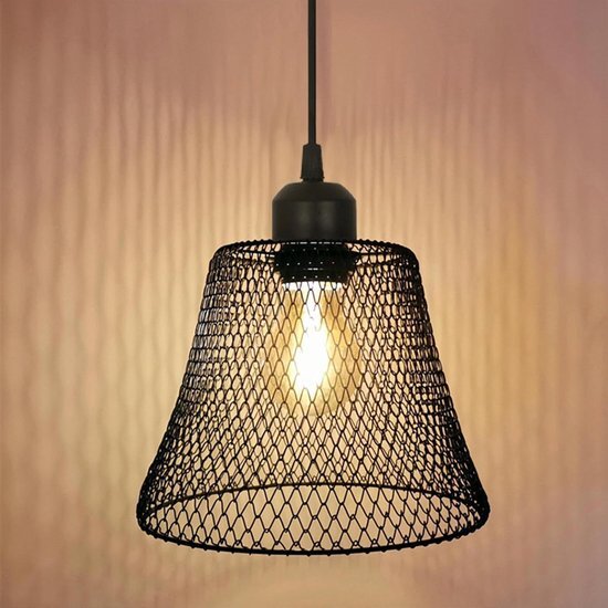 Hanglamp kooi plafondlamp vintage E27 intrekbare lampenkap zwart - moderne verlichting eetkamer bar restaurant slaapkamer