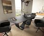 Edge Boot Table à manger 180-220x100 cm Céramique Laminam® Nero Greco Anthracite Infinity Métal Noir extensible
