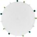 Merkloos Decoratief Rond Kleed - Laagpolig Tapijt - Woonkamer Aankleden - Met Groene Pompons - 90x90cm - Wit