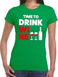 Bellatio Decorations Time to drink Wine dames t-shirt groen XS