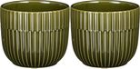 Mica Decorations - Pot de fleurs - 2 pièces - Céramique - Vert foncé - D11/H9 cm