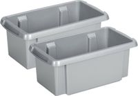 Sunware Nesta - 4x - plastique - 7L - gris - 38 x 21 x 14 cm - empilable
