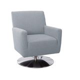 Cavadore Draaistoel Barney met veerkern, draaistoel voor woonkamer, structuurstof lichtblauw, 68 x 84 x 71 cm