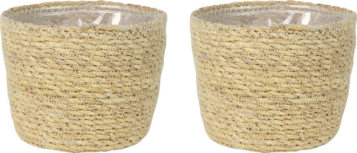 Steege Set van 4 plantenpotten - Jute/Zeegras - Ø15cm - Creme Beige
