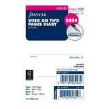 Filofax Kalender Dagboek Navulling, Zakformaat, Week-to-View, White Paper, Unruled, Engels, 2024 (C68221-24)