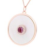 Orphelia ZH-7293/1 - Ketting met hanger cirkel verguld parelmoer met paarse zirkonia - 925 zilver - zirkonia - 45 cm