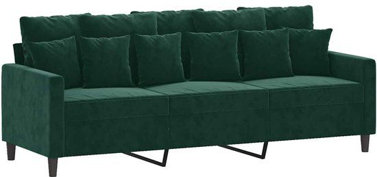 vidaXL Driezitsbank - 180 cm - Fluweel - Donkergroen