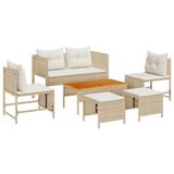 vidaXL Tuinbank Set Beige en Crème Polyrattan
