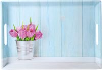Kesper Diep Dienblad Rechthoekig - Tulpen Print - Design koffie / Thee dienblad - Dienblad met handvatten - Melamine - 50 x 35 x 4.5 Cm