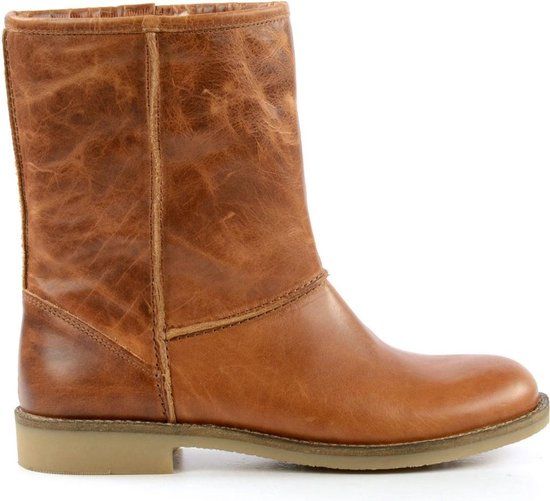 Sacha - Dames - Cognac korte laarzen met imitatiebont - Maat 42