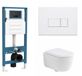 QeramiQ Dely Swirl Toiletset - inbouwreservoir Qeramiq Flush - 35mm zitting - kunststof glans witte bedieningsplaat - rechthoekige knoppen - mat wit