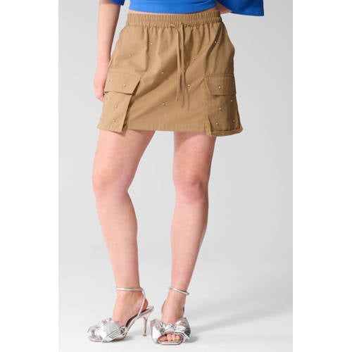 Shoeby Korte Rok met Strass-steentjes - Camel