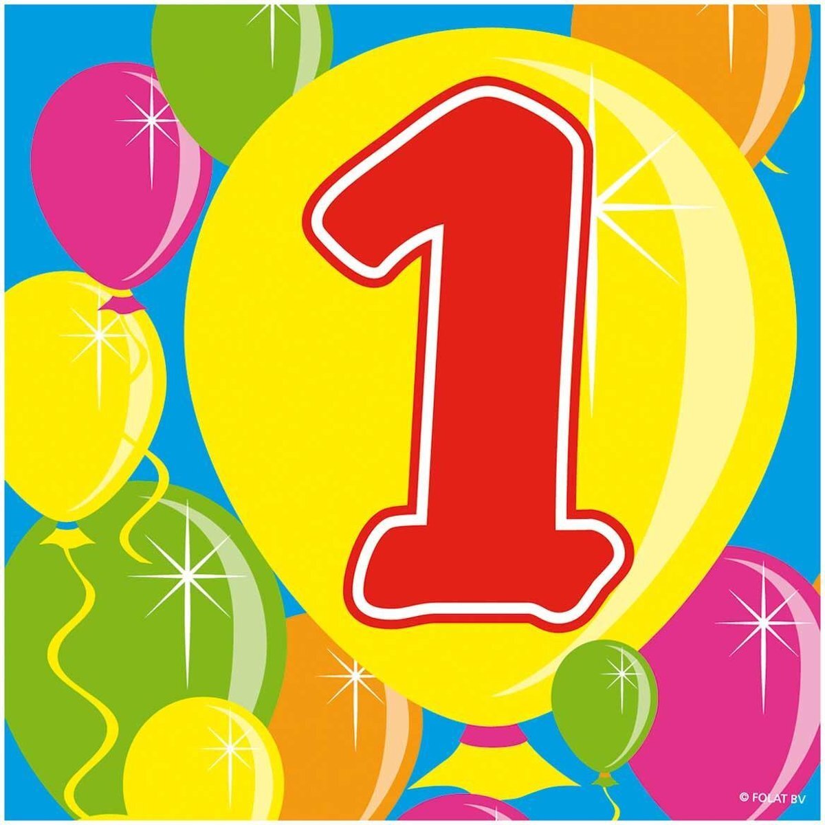 Folat 1 Jaar Servetten Balloons 25x25cm - 20 stuks