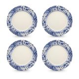 Spode Brocato platte borden, 27 cm, blauw en wit, 4 stuks