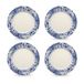 Spode Brocato platte borden, 27 cm, blauw en wit, 4 stuks