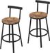 Set de 2 tabourets de bar – Assise en bois – Marron – Cadre en métal – Conception ergonomique – Hauteur d'assise 65 cm – Convient pour cuisine, îlot de cuisine ou bar – Robuste et élégant – 51,5 x 51,5 x 89 cm