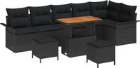 vidaXL Ensemble de jardin, 9 pièces, 8 places assises, Noir