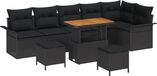 vidaXL Ensemble de jardin, 9 pièces, 8 places assises, Noir