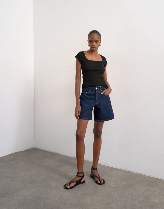 TOPSHOP Vero Moda Denim Short met Hoge Taille - Blauw/Donkerblauw
