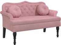 vidaXL Bankje met kussens, 120,5 x 65 x 75 cm, fluweel, roze