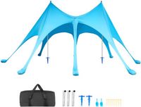 VEVOR Strandtent met Zonbescherming (UPF 50+) 6,1x4x2,8m, Blauw