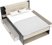 Vente-unique Bedframe hout zwart, natuurlijk licht 140 x 190 cm