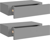 vidaXL Wandschappen met Lade Grijs - Set van 2