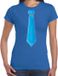 Bellatio Decorations Verkleed t-shirt voor dames - stropdas blauw - blauw - carnaval - foute party XS