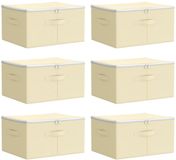 vidaXL Opbergboxen, 6 stuks. Vliesmateriaal, 43 x 34 x 23 cm, 33,6 liter, crème