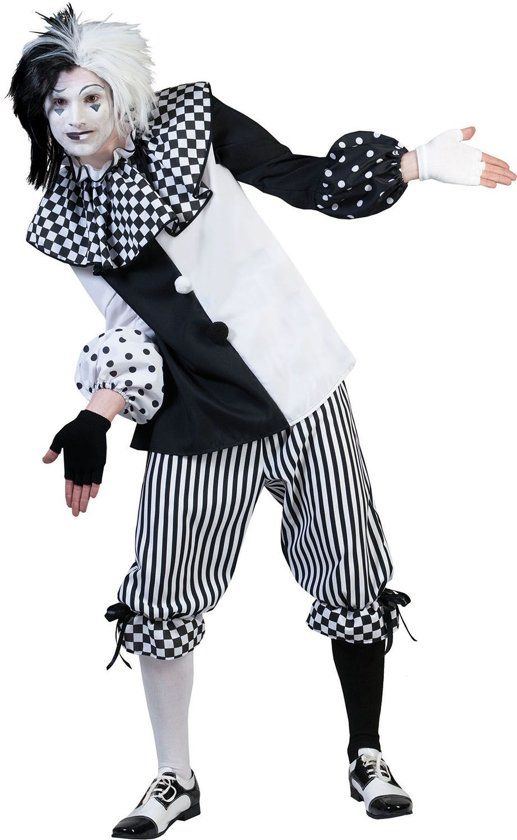 Funny Fashion Pierrot Kostuum Clown Classico Man Maat 52-54 Carnaval kostuum Verkleedkleding