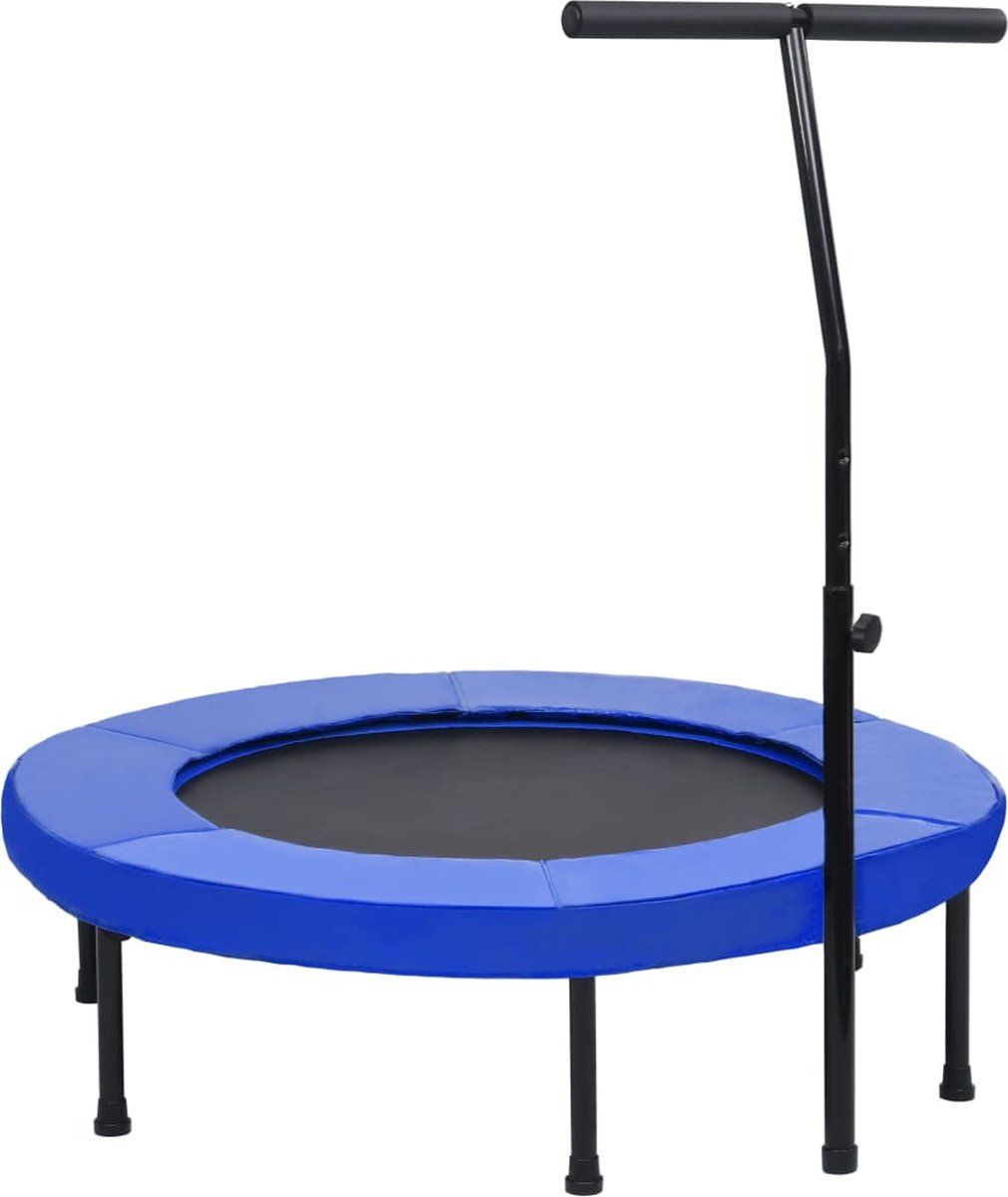 vidaXL Fitnesstrampoline met handgreep en veiligheidsmat 102 cm - blauw
