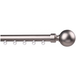 Kit tube de rideau Ø20 mm chrome mat 300 cm - Embout boule - Fixation murale