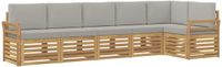 vidaXL Buiten bankenset 6 st Wit en Lichtgrijs Polyester