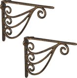 Merkloos Relaxdays Plankdrager set van 2 - Gietijzer - Antiek Design - Brons