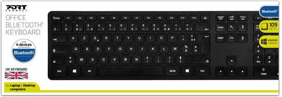Port Designs 900903-UK Bluetooth Keyboard - QWERTY UK Layout - Black
