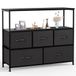 Sweetcrispy Ladecomode, tv-kaststandaard voor slaapkamer met 5 stoffen laden, dressoir, woonkamer voor 115 cm tv, verstelbare voetenladekast, comodekast voor slaapkamer, modern zwart
