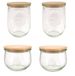 Weck Glazen set tulpenvorm (4 inmaakpotten, 2 x 1000 ml, 2 x 500 ml, met houten deksel, voor het inmaken en bewaren van levensmiddelen), transparant