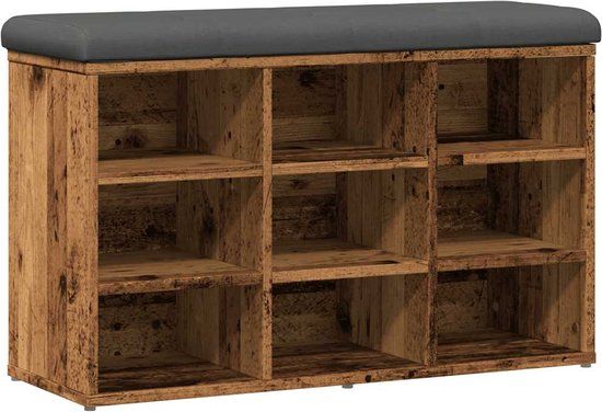 vidaXL Schoenenbank 82x32x50 cm bewerkt hout oud houtkleurig