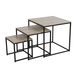 Urban Living Bijzettafels/salontafels Loft - set van 3 - zwart - metaal/hout - vierkant - Koffietafels