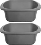 Whitefurze Afwasteil/afwasbak - 2 st - 7 liter - grijs - 32 x 28 x 13 cm