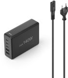 Hama Laadstation 5 poorten, GaN/PD, 3xUSB-C/2xUSB-A,140W,zwart