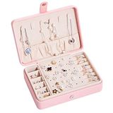 KABINA Sieradenopbergdoos multifunctioneel PU nagelbord verse eenvoudige oren opbergdoos met spiegel roze vrouwen roze M