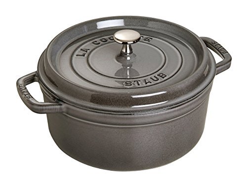 Staub 1102285 Cocotte/braadpan, rond met deksel 18 cm, 1.7 L, met matzwart email aan de binnenkant van de pot