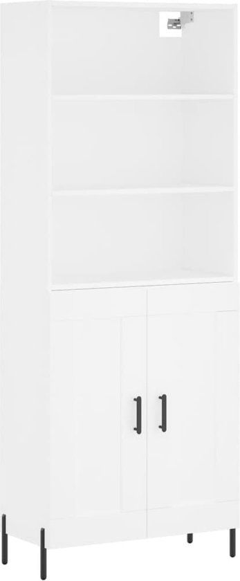 vidaXL Hoge kast bewerkt hout wit