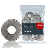 HELPMATE Sluitringen M12 DIN 9021 Roestvrij staal A2 15 stuks